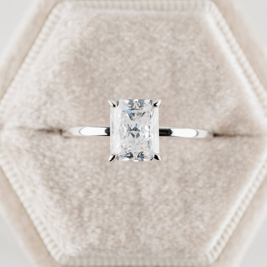 2CT Radiant Travel Engagement Ring with Hidden Halo