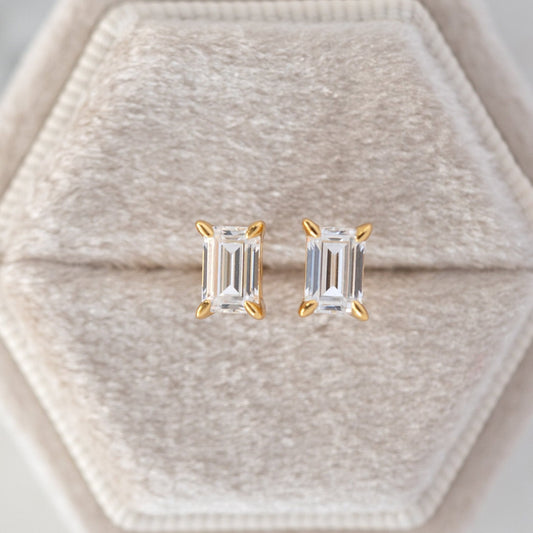 1/2 Ct. Emerald Cut Stud Earrings